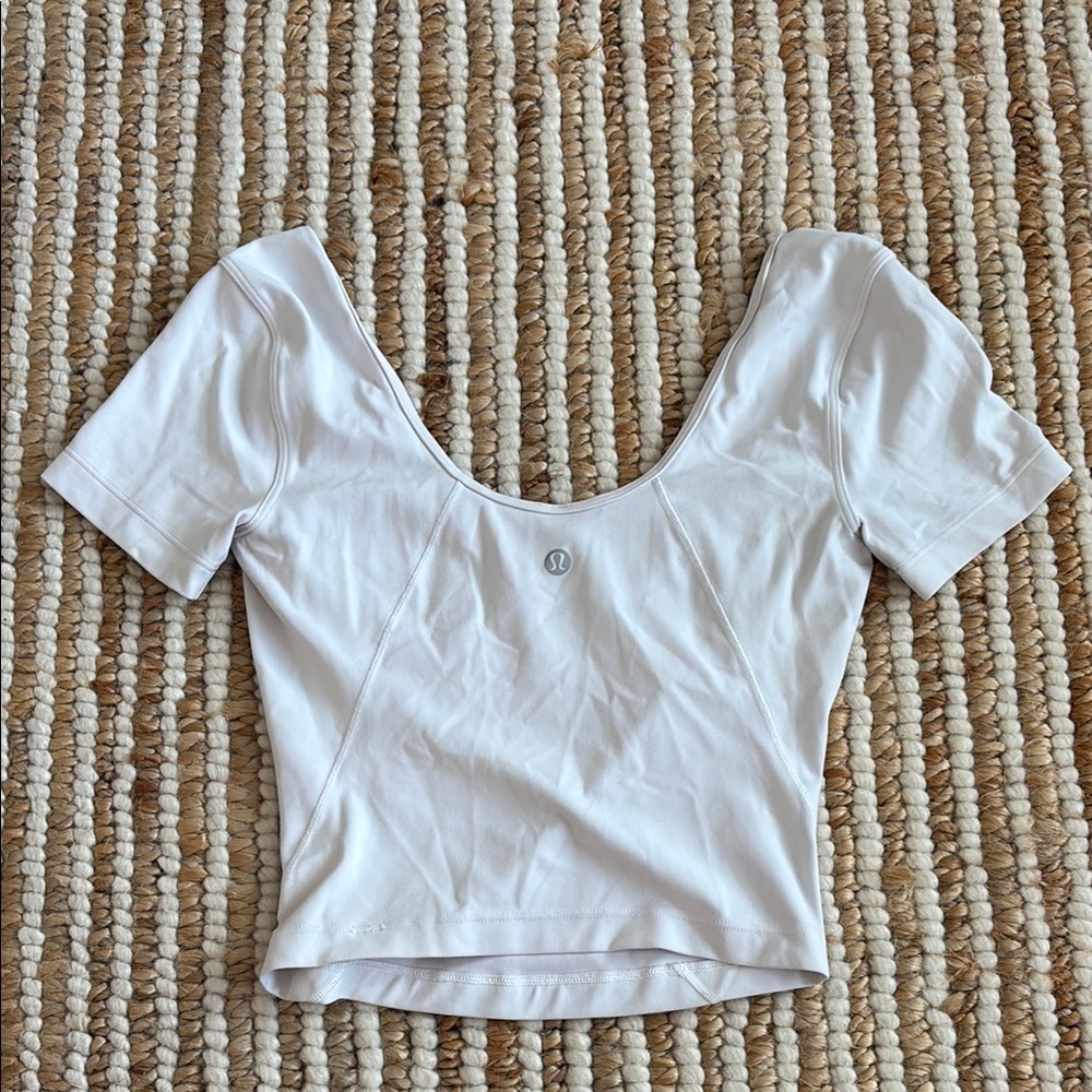 Lululemon Athletica White Short Sleeve Crop Top